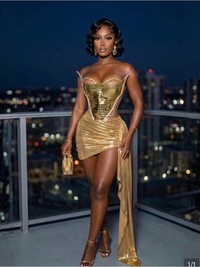 BIRTHDAY Gold Skirt Set